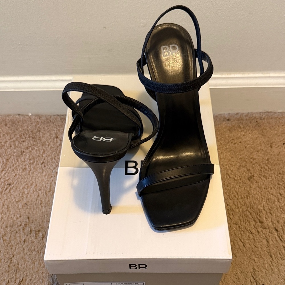 BP Sleek Black Heeled Sandals